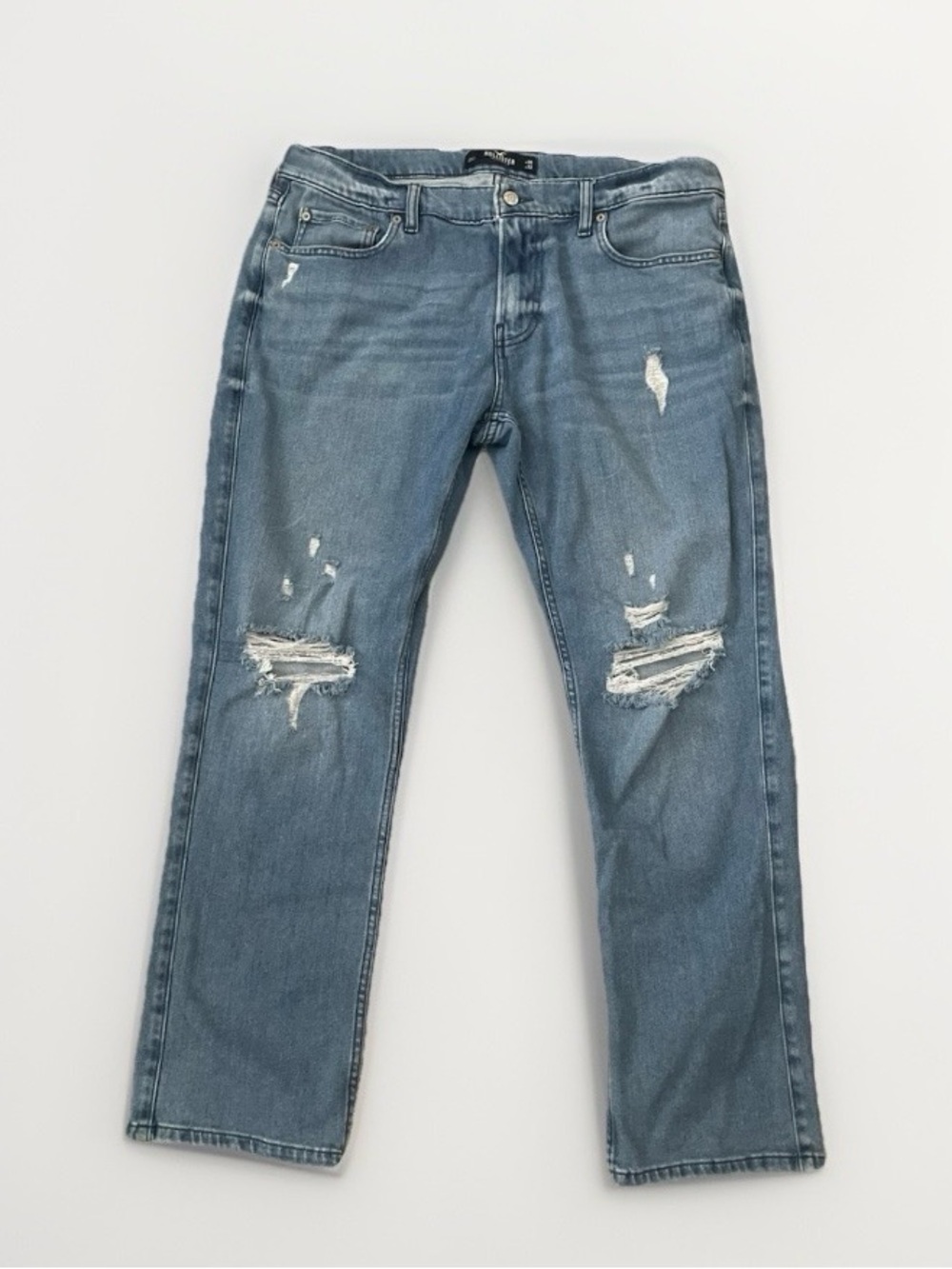 Holster Men's Distressed Blue Jeans - Casual Ripped Straight Fit